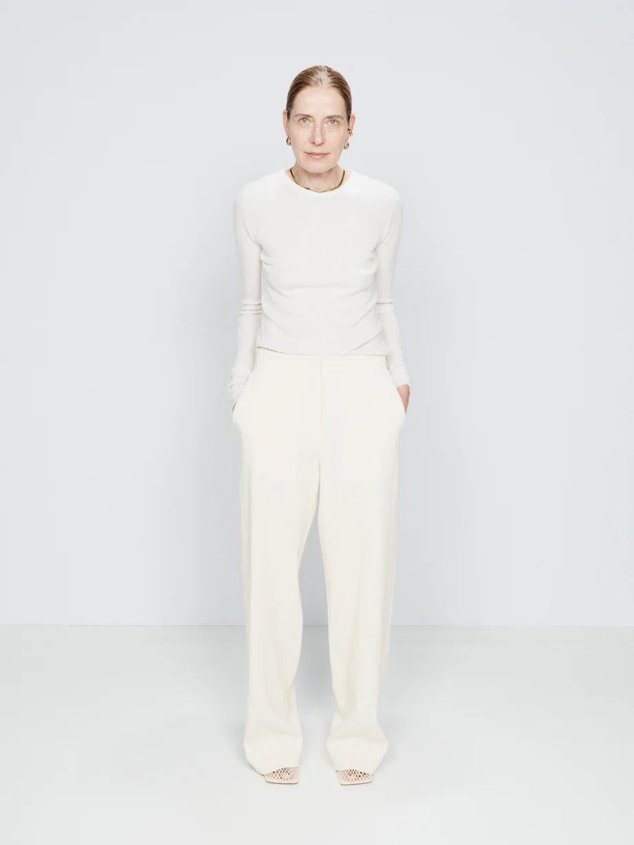 Front seam slubbed wool-blend suit trousers | Raey | Matches (UK)