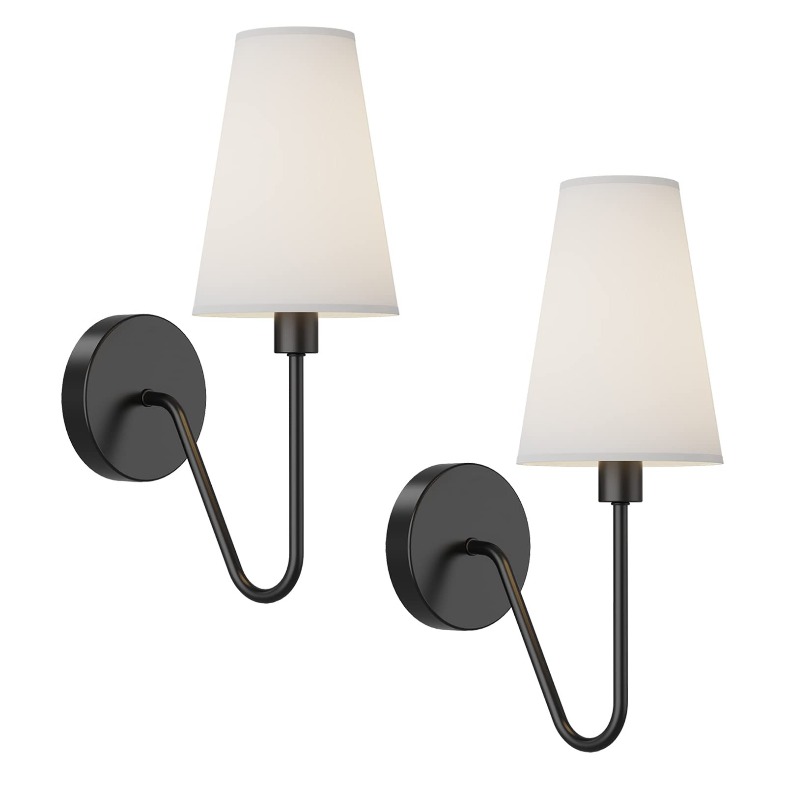 Electro bp;Single Head Classic 1 Light Wall Sconce Lighting Fixture Black with Cream White Linen ... | Amazon (US)
