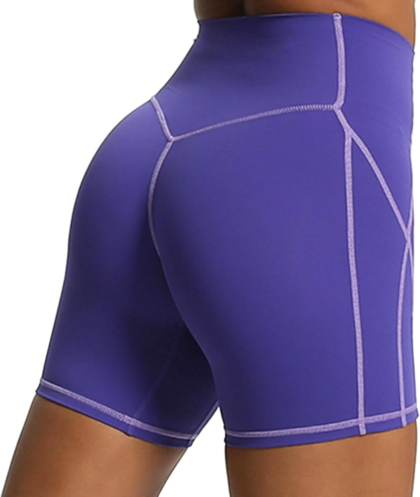 Aoxjox Workout Biker Shorts for Women Tummy Control High Waisted Exercise Gym Yoga Lined Shorts 6... | Amazon (US)