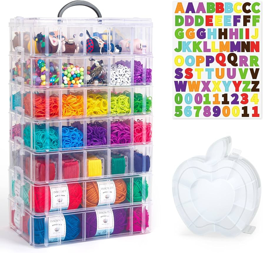 7 Layers Stackable Storage Container, 70 Adjustable Compartments (White) Perfect for Kids Toys, A... | Amazon (US)