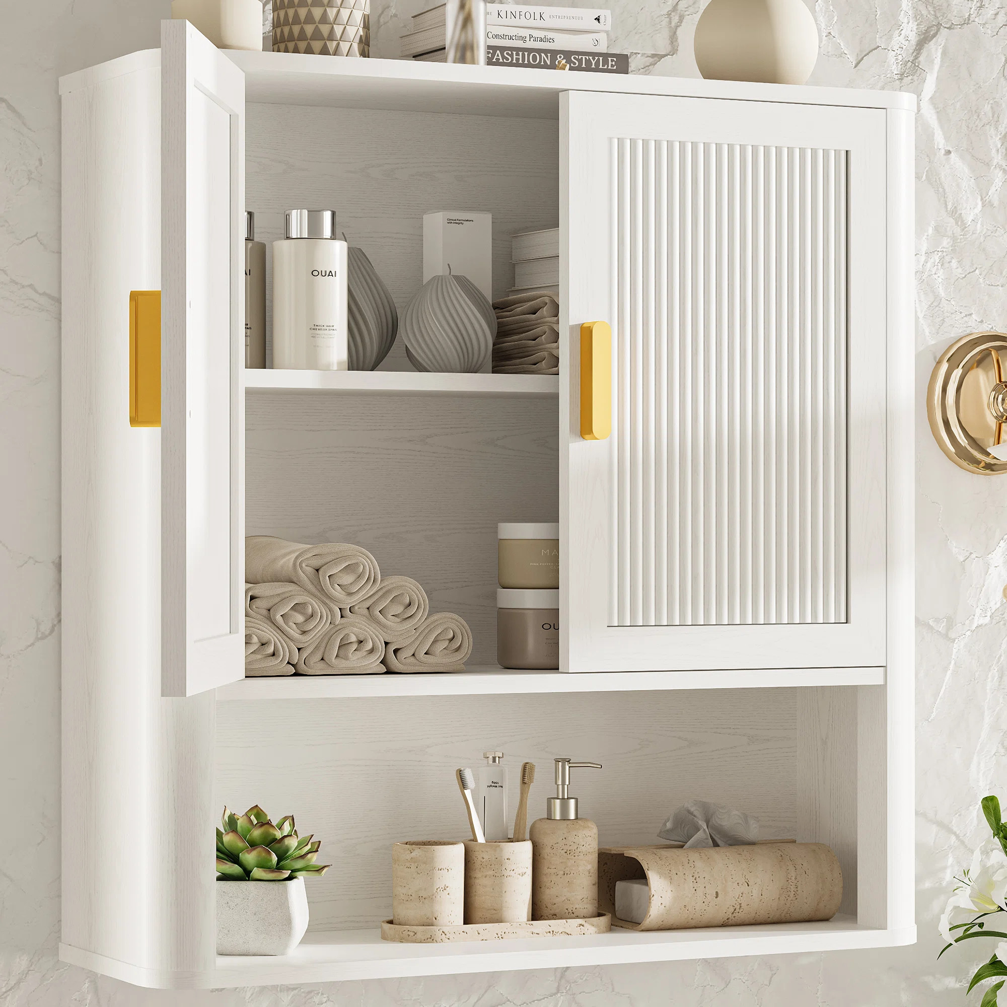 Bathroom Storage Cabinet With Adjustable Shelves, Over The Toilet Organizer For Laundry Room, Kit... | Wayfair North America