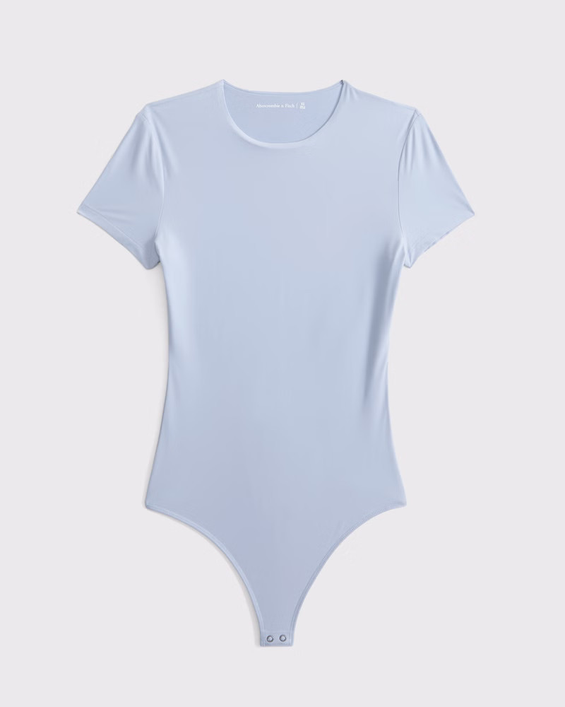 Abercrombie & Fitch Women's Soft Matte Seamless Tee Bodysuit in Blue Smoke - Size L | Abercrombie & Fitch (US)