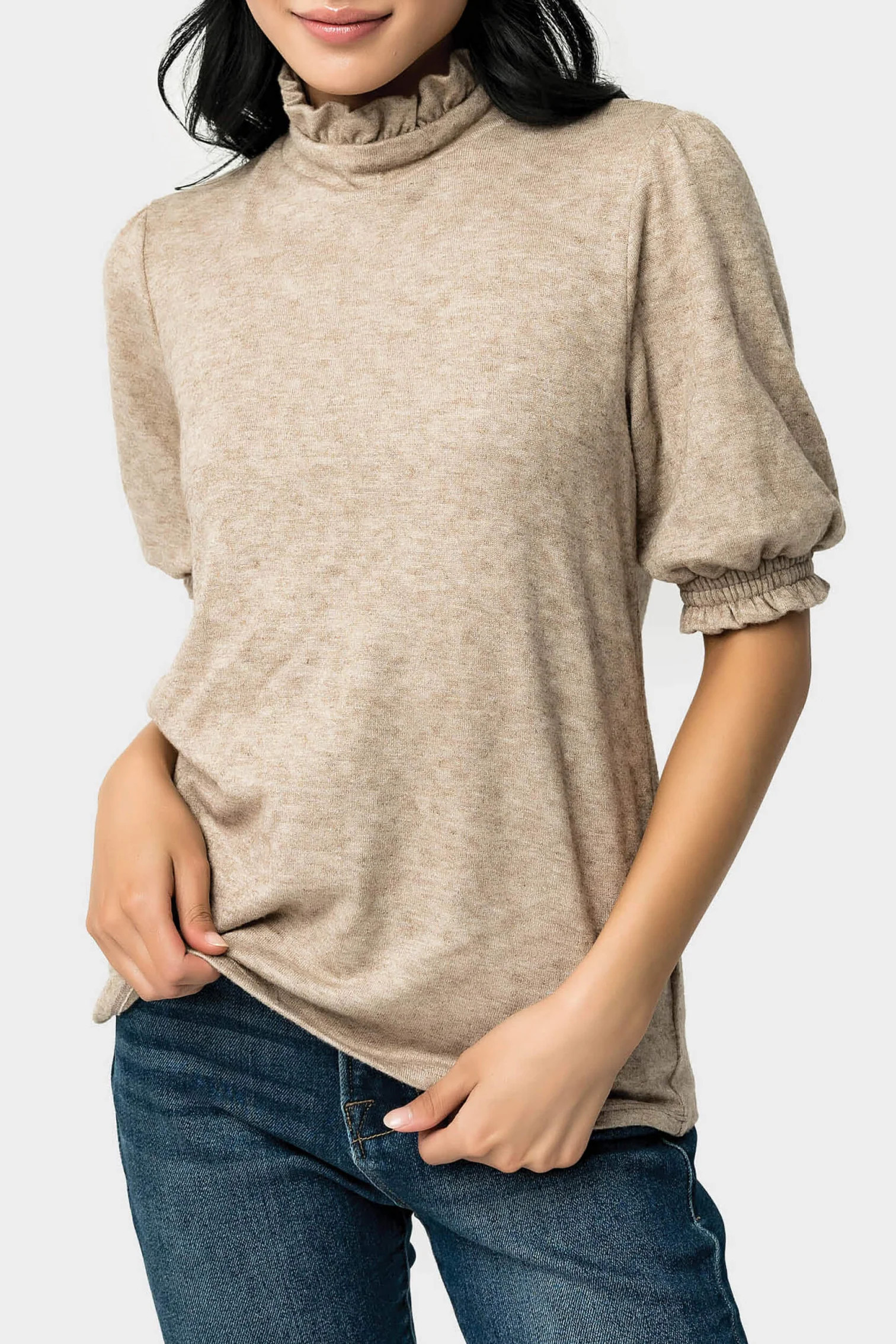 GIGI Feminine Mock Neck Luxe Sweater | Gibson