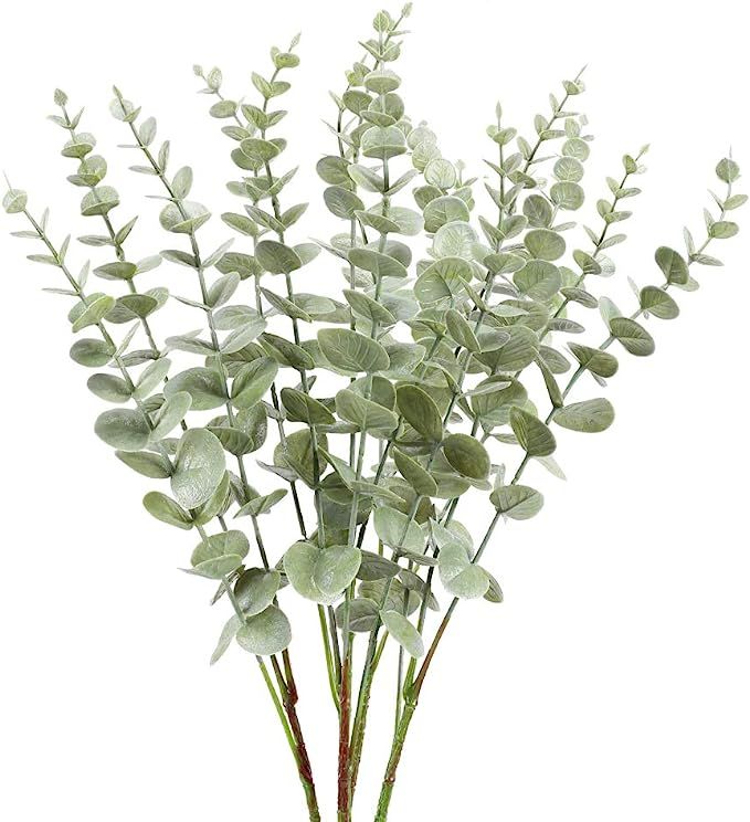 HO2NLE 4PCS 29.5 inches Artificial Eucalyptus Stem Fake Greenery Faux Silver Dollar Eucalyptus Sp... | Amazon (US)