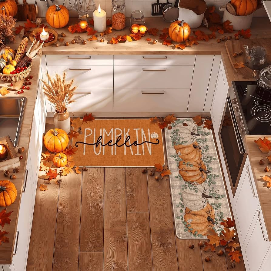 Eucalyptus Buffalo Plaid Autumn Home Decor Low-Profile Kitchen Rugs for Floor | Amazon (US)