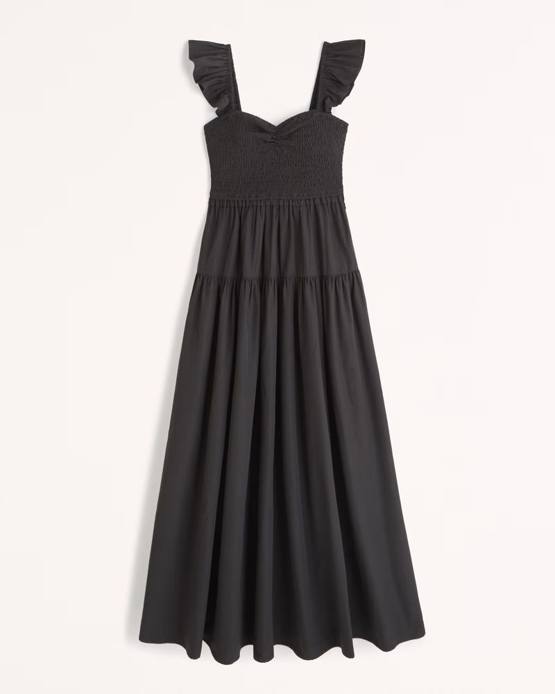 Ruffle Strap Smocked Maxi Dress | Abercrombie & Fitch (US)