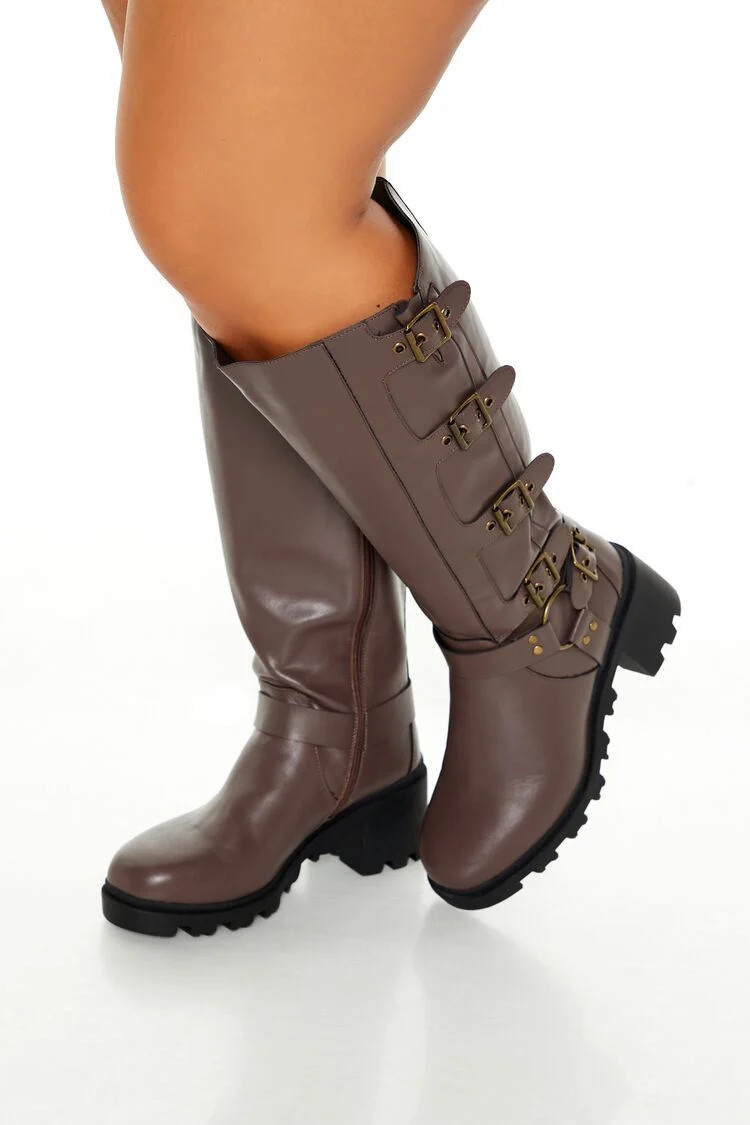 Faux Leather Lug-Sole Boots (Wide) | Forever 21