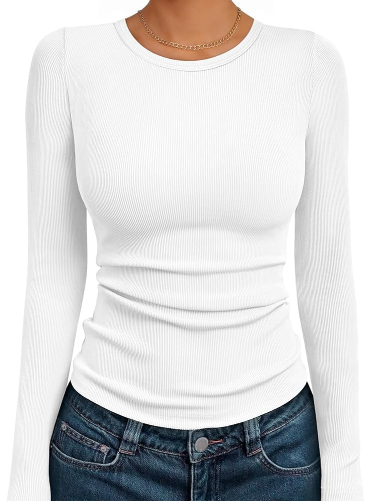 AUTOMET Long Sleeve Shirts Basic Tops | Amazon (US)