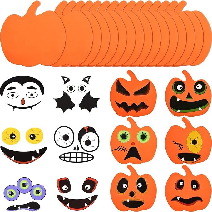 32 PCS Halloween Foam Pumpkin Craft Kit and Pumpkin Stickers for Halloween Kids DIY Craft Party T... | Amazon (US)