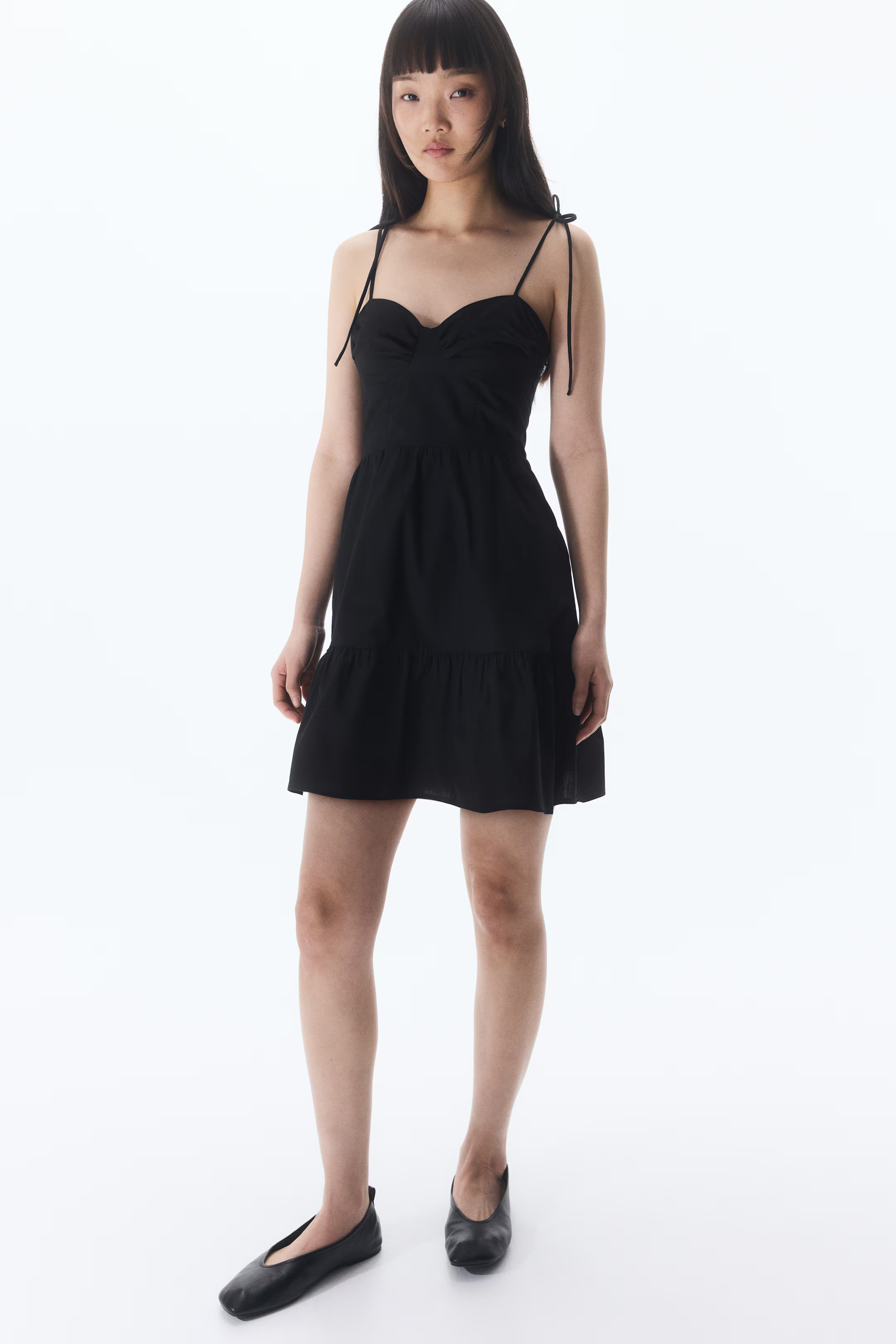 Tie-top poplin dress - Black - Ladies | H&M GB | H&M (UK, MY, IN, SG, PH, TW, HK)