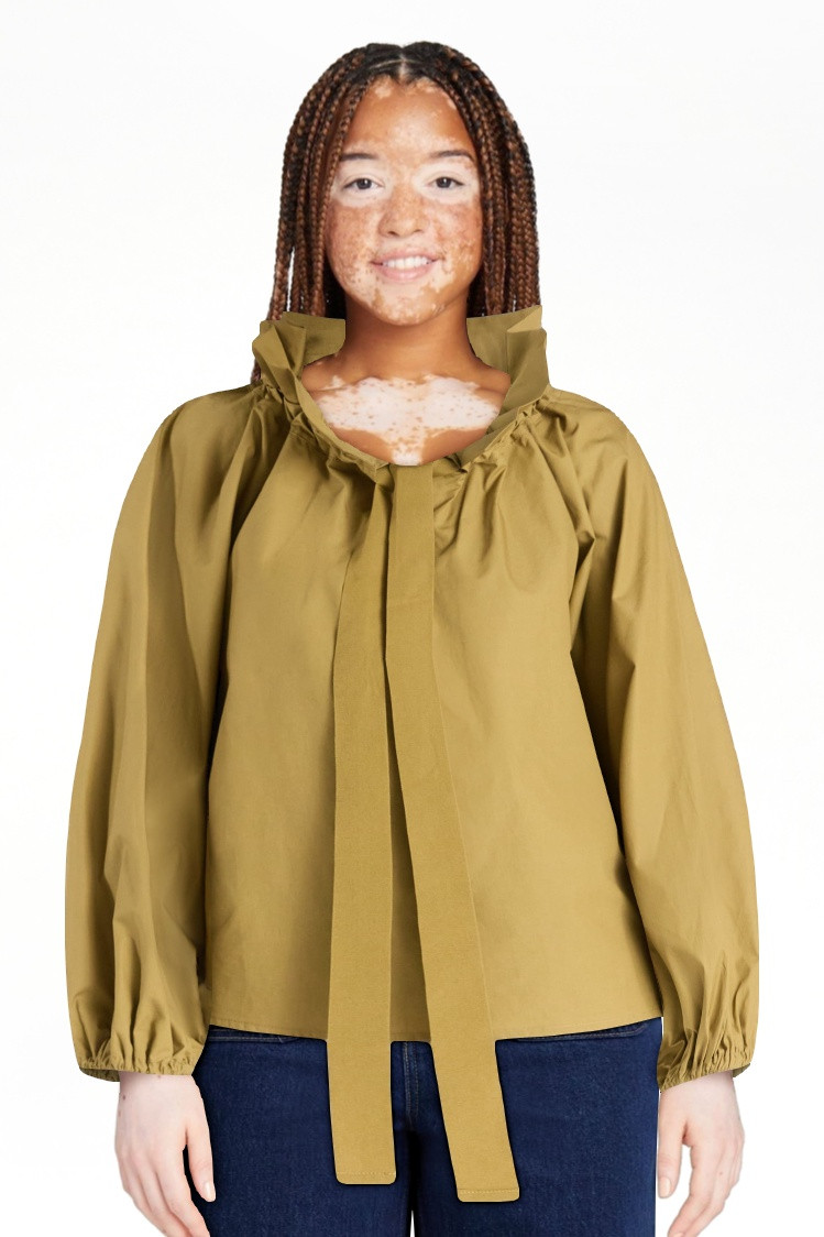 Free Assembly Women's and Women's Plus Size Ruffle Neck Cotton Top with Long Sleeves, XS-4X | Walmart (US)