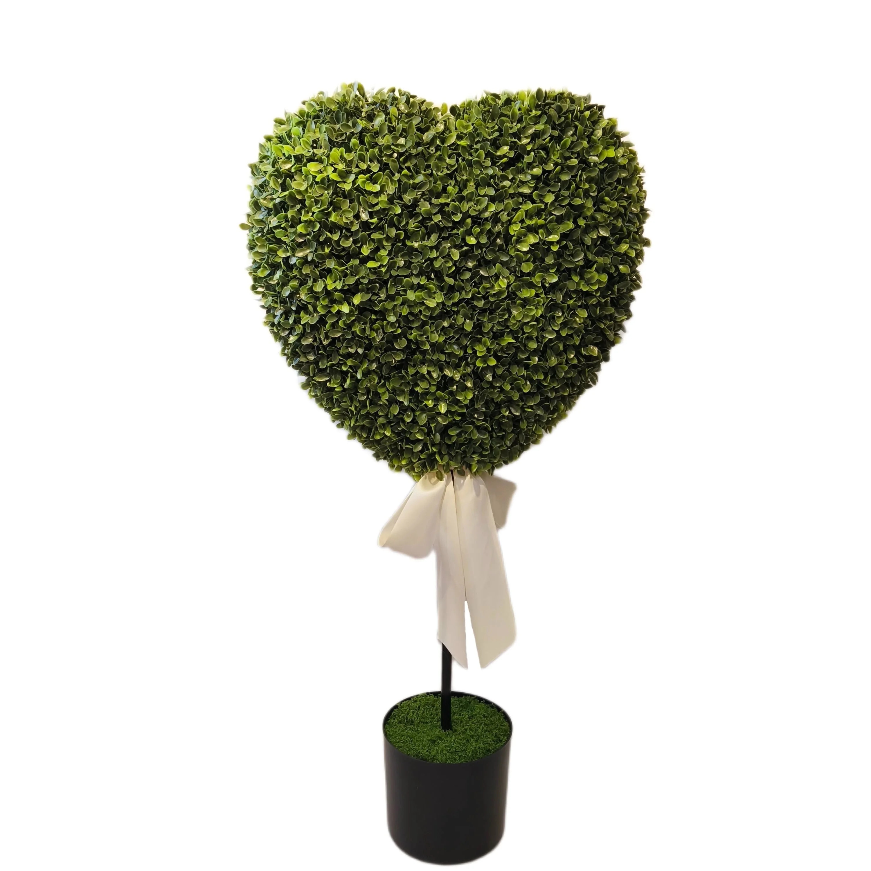 Boxwood Heart with Bow Topiary, Green and White, 32", Valentine's Day by FIRSTYES | Walmart (US)