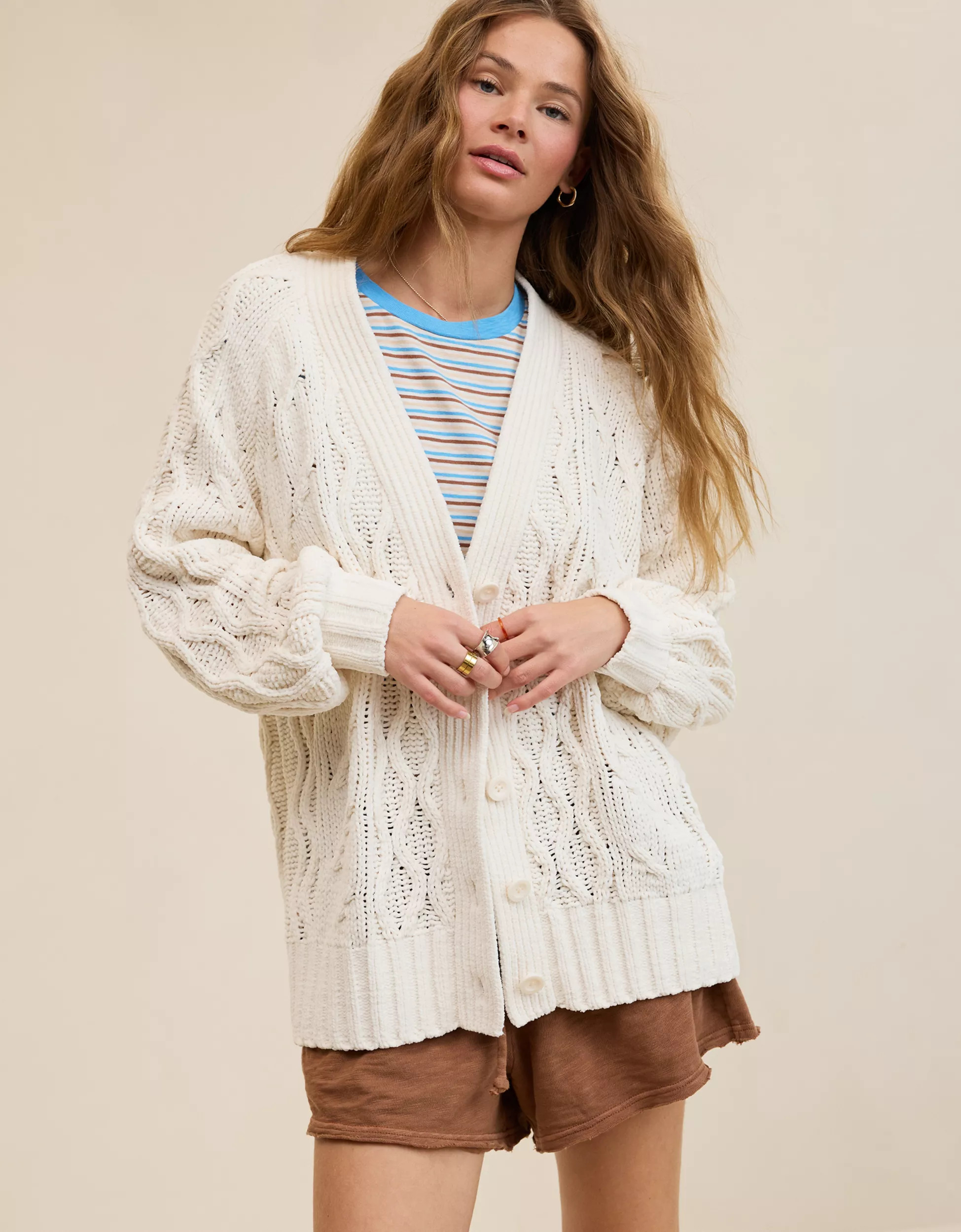 Aerie Oversized Cable Cardigan | Aerie