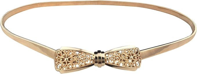 E-Clover Cute Bowknot Metal Buckle Skinny Stretch Waist Belt For Dress | Amazon (US)