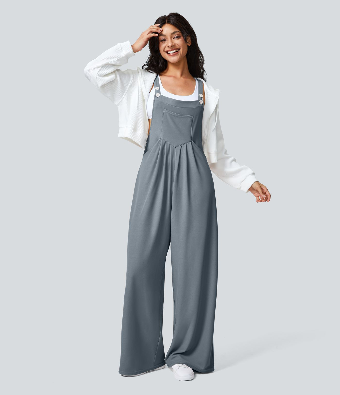 Women’s Pockets Waffle Casual Overalls - Halara | HALARA