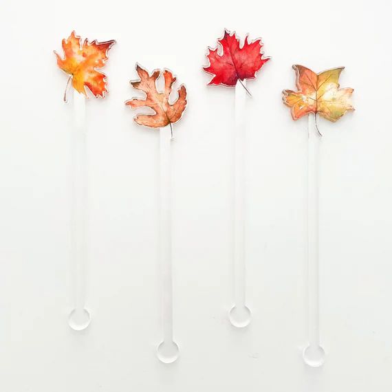 Fall Leaves Drink Stir Sticks | Fall Drink Stirrer | Falling Leaves Drink Stick | Football Tailga... | Etsy (US)