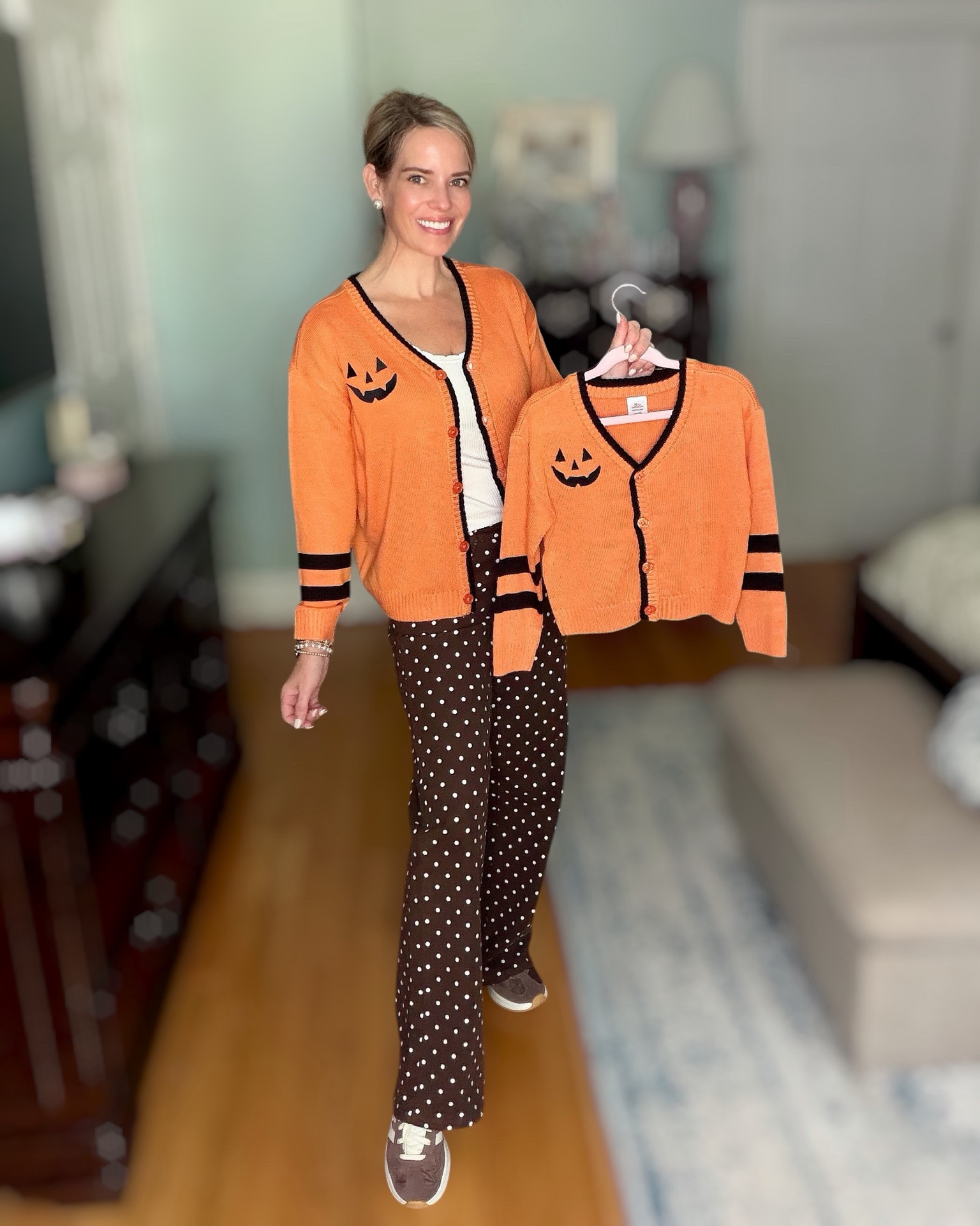 🎃 Walmart Mommy & Me Pumpkin Cardigans

Matching fall moments are even sweeter with these adorable pumpkin cardigans from Walmart! 🧡🎃 I’m wearing the girls’ XL, and it fits perfectly for a fun, budget-friendly fall look. The matching girls’ version makes this the cutest mommy-and-me outfit for pumpkin patch visits, Halloween parties, school events, or everyday autumn fun.

I paired mine with a white ribbed tank, brown polka dot pants, retro sneakers, and a neutral saddle bag for an easy festive outfit that’s playful without feeling overdone. 🍂✨

🧡 Linked:
• Walmart pumpkin cardigan (I’m wearing the girls’ XL)
• Matching girls’ pumpkin cardigan
• White ribbed tank
• Brown polka dot pants
• Retro sneakers
• Neutral saddle bag

Mommy and me outfits, Walmart fashion, Walmart fall finds, Halloween cardigan, pumpkin sweater, pumpkin patch outfit, affordable fall fashion, casual autumn outfit, festive style, matching family outfits, women’s fall fashion, cozy cardigan, Halloween outfit inspiration.

#LTKPetite #LTKKids #LTKootd