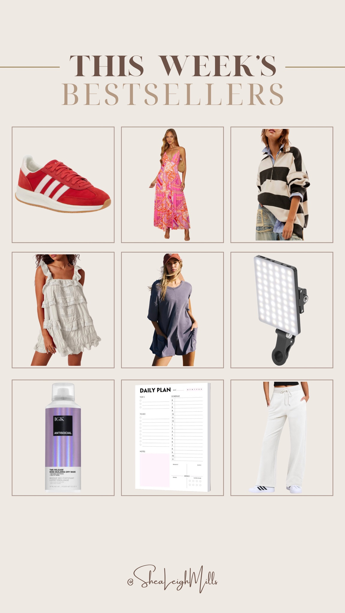 Yalls favorites this week! 

#bestsellers #fallstyle #freepeople #sneakers #phonelight #sweats #amazonstyle #igkhair #dress #organization #shealeighmills

#LTKTravel #LTKStyleTip #LTKFallSale