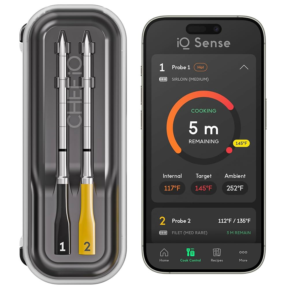 CHEF iQ Sense [2025 Model] | Smart Wireless Meat Thermometer | 2 Ultra-Thin Probes | WiFi Unlimit... | Amazon (US)