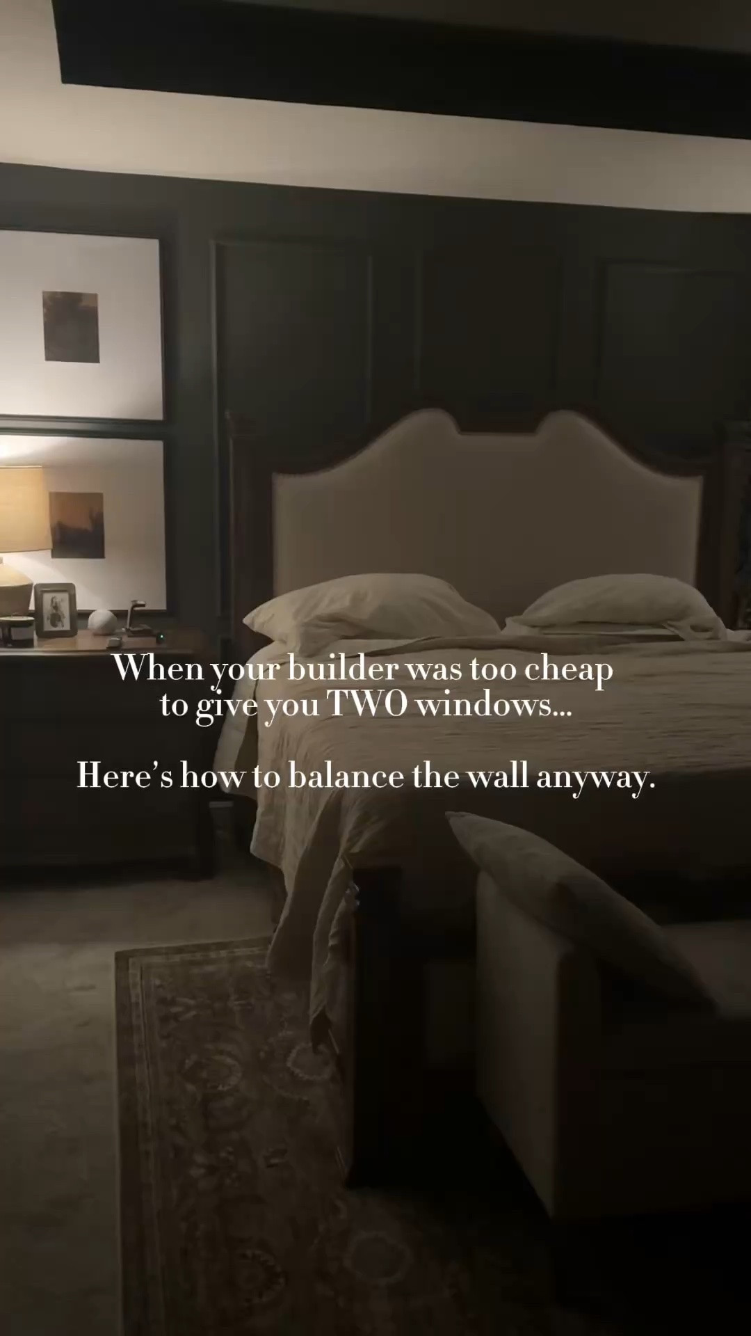 That one lonely window builders love to put on a bedroom wall 😅 Here are 3 ways I’ve balanced it in our house: stack two large frames to mimic the height of the window, use a tall narrow mirror (I found one that’s only 8” wide for tighter spaces!), or add box trim to create visual balance on the wall. It doesn’t have to match—it just has to balance. 

Linking the pieces I used here!

#LTKHome