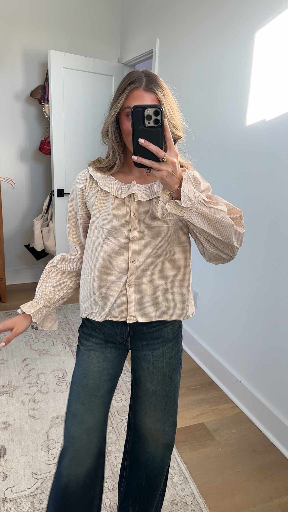 Amazon size small Majdan Womens Gingham Blouse Long Sleeve Shirts Ruffle Button Down Plaid Shirt Casual Fall Tops

#LTKootd #LTKWorkwear #LTKSaleAlert