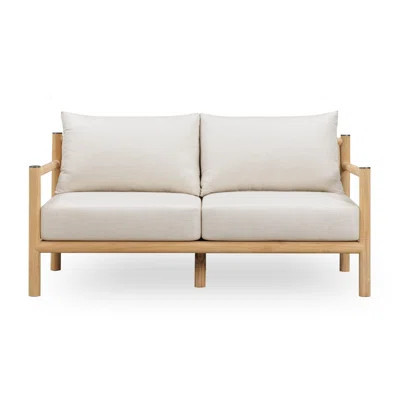 Fuse 59" Premium Teak Loveseat with Sunbelievable™ Cushions, Fully Assemble (Ivory Sand) | Wayfair North America