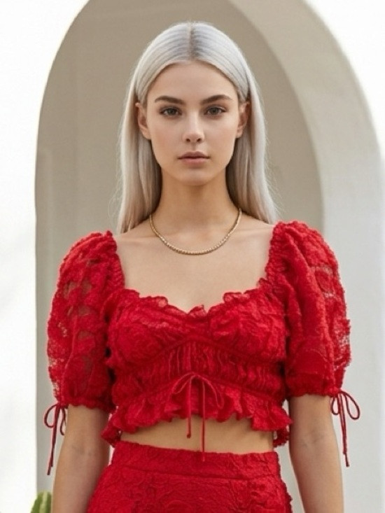 NWT For Love & Lemons Women’s Red Hannah Crop Top Sweetheart Neckline - Size XS | Poshmark