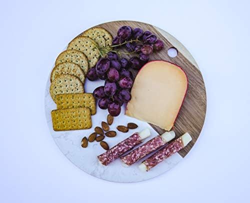 The Happy Hippo Marble Acacia Wood 12" Cutting Board - Charcuterie Board - Cheese Board - Perfect... | Amazon (US)