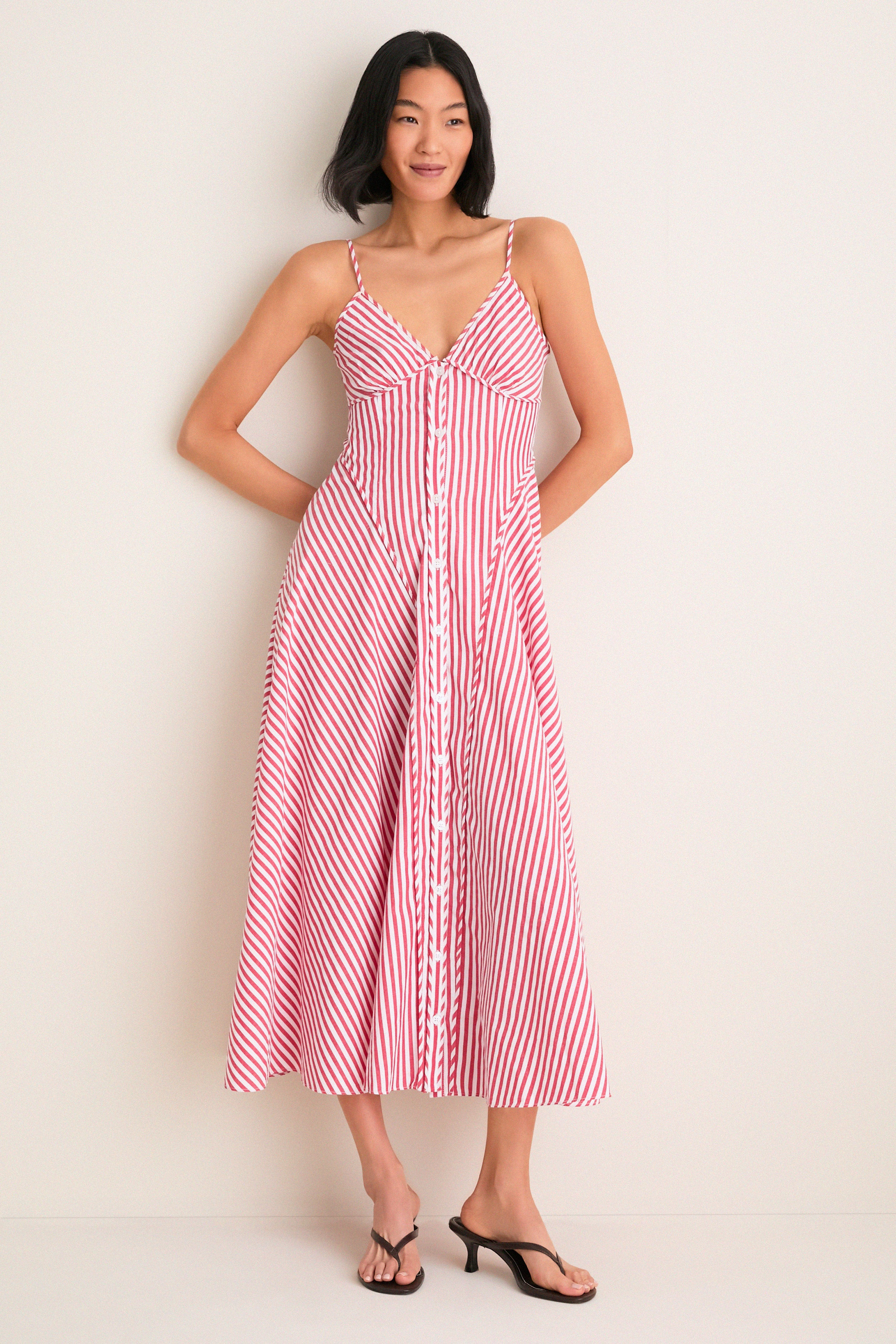 Red and White Striped Arabella Midi Dress | Tuckernuck (US)