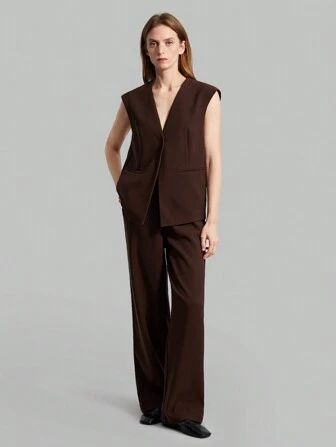 SHEIN BIZwear Button Front Vest Blazer & Shorts Workwear | SHEIN