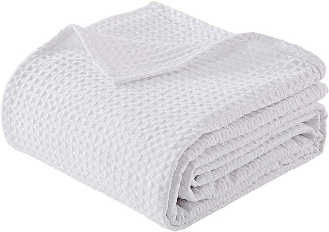 PHF 100% Cotton Waffle Weave Blanket Queen Size 90" x 90" for Home Decorations - Soft Comfortable... | Amazon (US)
