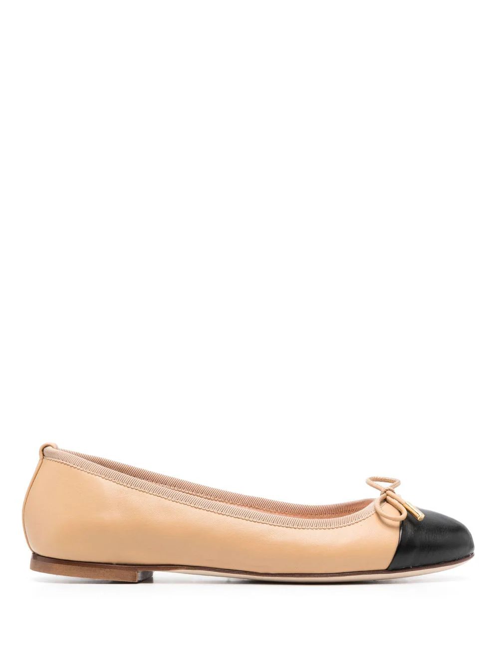 Scarosso contrasting-toecap Leather Ballerina Shoes - Farfetch | Farfetch Global