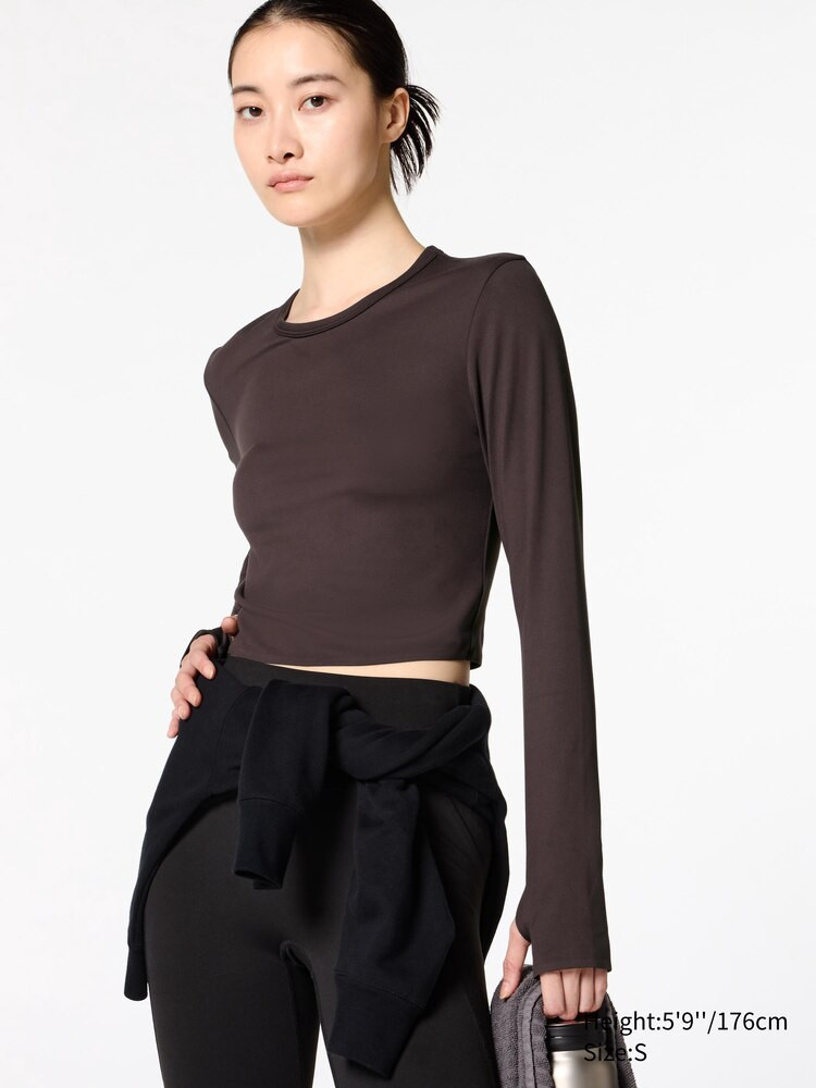 Ultra Stretch AIRism Cropped T-Shirt | Long Sleeve | UNIQLO (US)