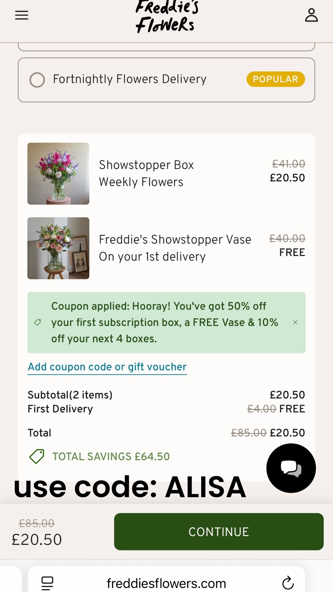 ad | use code ALISA for 50% off first order + Free Vase + 10% off 4 flower bundles 

Mother’s Day gift sorted and it will keep her smiling over and over again for weeks 

flowers subscription, bouquet, #mothersday #flowers #giftidea #discountts

#LTKspring #LTKgiftguide