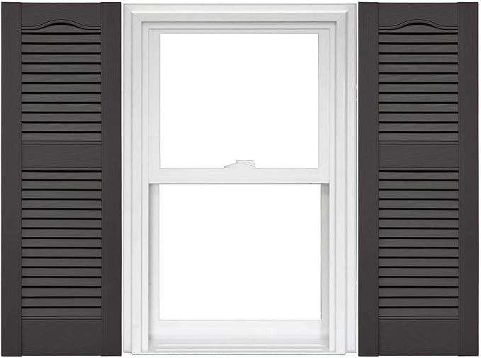 Mid America Open Louver 14.5 Inch Vinyl Shutters (1 Pair) - 14.5 x 60 Tuxedo Grey with Mounting H... | Amazon (US)
