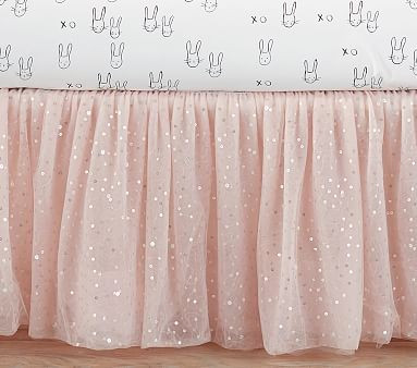 The Emily & Meritt Sparkle Tulle Crib Skirt, Blush | Pottery Barn Kids
