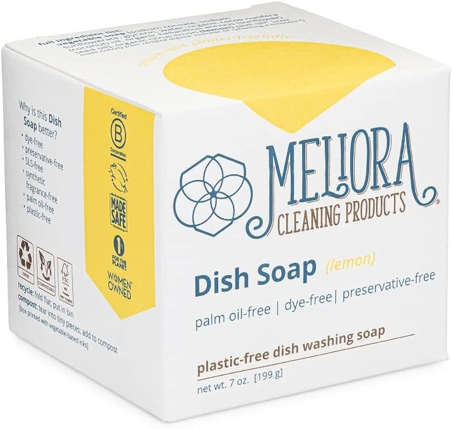 Meliora Cleaning Products Dish Soap Bar, Lemon | Amazon (US)