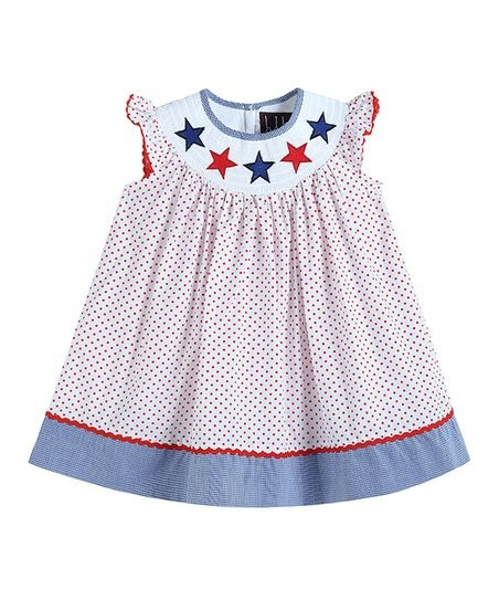 Red Polka Dot Americana Smocked Angel-Sleeve Dress - Infant, Toddler & Girls | Zulily