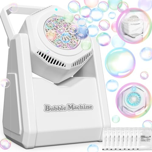 Bubble Machine for Kids Toddlers - Portable 90° Bubble Maker with Bubble Solution - Automatic Battery Operated Bubble Toys 20000+ Bubbles/Mins, Perfect for Parties, Birthday, Wedding, Christmas, White | Amazon (US)