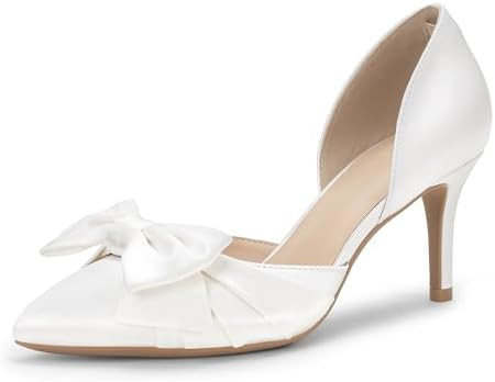 IDIFU IN3 Bow Heels Women's Pumps Closed Pointed Toe High Stiletto Heels Prom Wedding Bride Ladie... | Amazon (US)