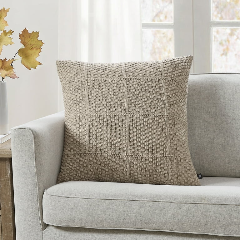 My Texas House 22" x 22" Kelsey Taupe Acrylic Knit Decorative Pillow - Walmart.com | Walmart (US)