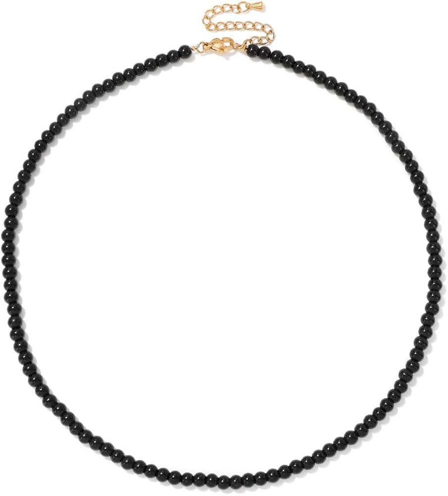 Crystal Necklaces for Women 4mm Handmade Natural Stone Choker Beaded Necklace Healing Crystal Nec... | Amazon (US)