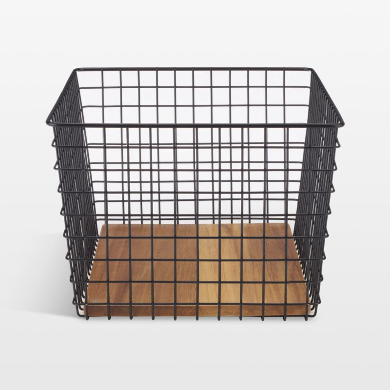 NeatMethod Medium Black Metal Grid Storage Basket + Reviews | Crate & Barrel | Crate & Barrel