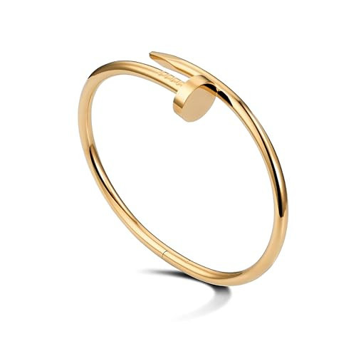SLYSZMC Classic 18K Gold Plated Cuff Bracelet – Adjustable Open Bangle for Women & Men, Minimalist Fashion Jewelry Gift | Amazon (US)