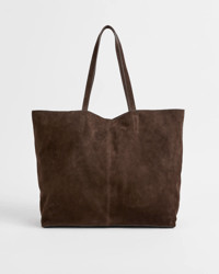 Premium Suede Leather Essential Tote Bag - Chocolate | Target AU