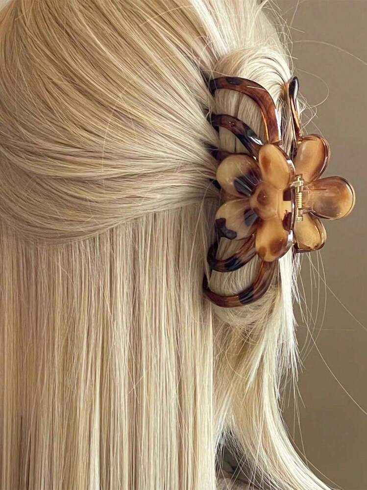 1pc/2pcs Fashion New Leopard Grab Clip Hair Volume Flowers Back Of Head Hair Claw Hair Clips Head... | SHEIN