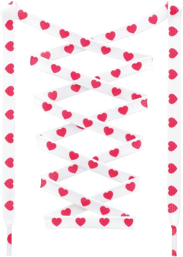 Colored Flat Shoe laces: 2 Pair Heart Printed Shoelaces for Sneakers boot | Amazon (US)