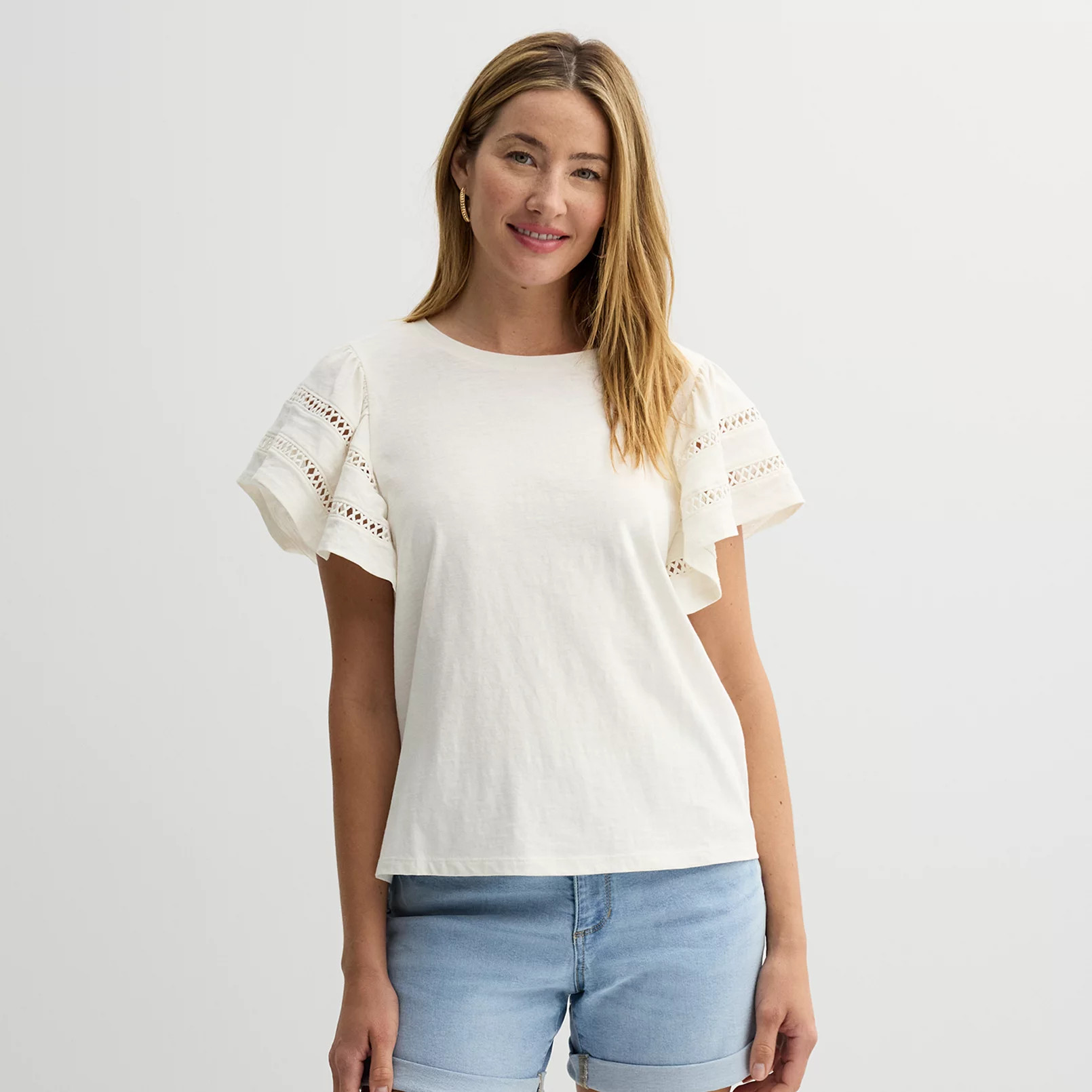 Women's Sonoma Goods For Life® Crochet Flutter Sleeve Top | Kohl's