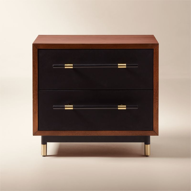 Oberlin 2-Drawer Vegan Leather and Wood Nightstand + Reviews | CB2 | CB2