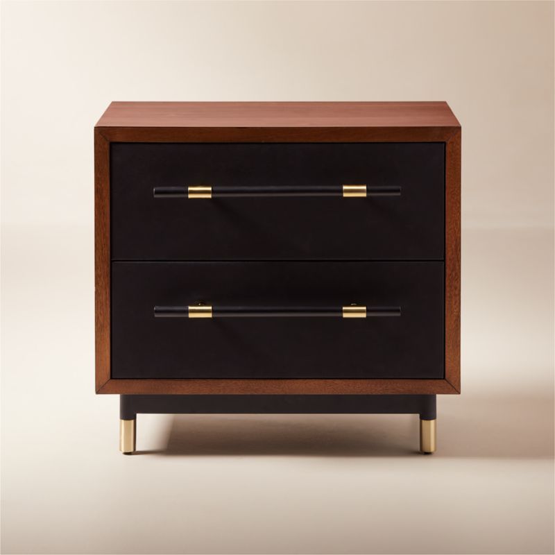 Oberlin 2-Drawer Faux Leather and Wood Nightstand + Reviews | CB2 | CB2